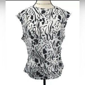 Melloday Women's Black and With Sleeveless Blouse Tank Top Round Neck New Size M